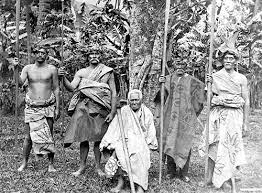 Chiefs of the Makea-Karika tribe of Rarotonga clad in bark cloth (tapa)